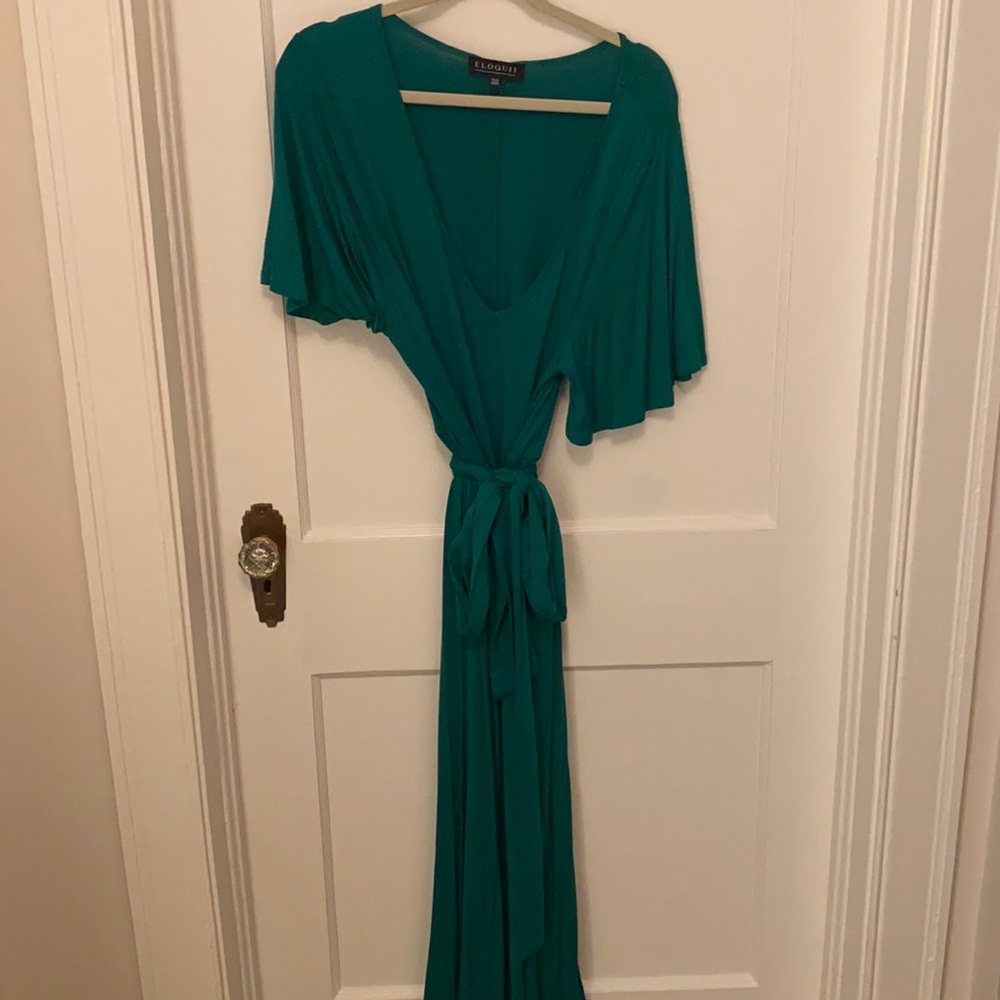 Eloquii green casual maxi dress